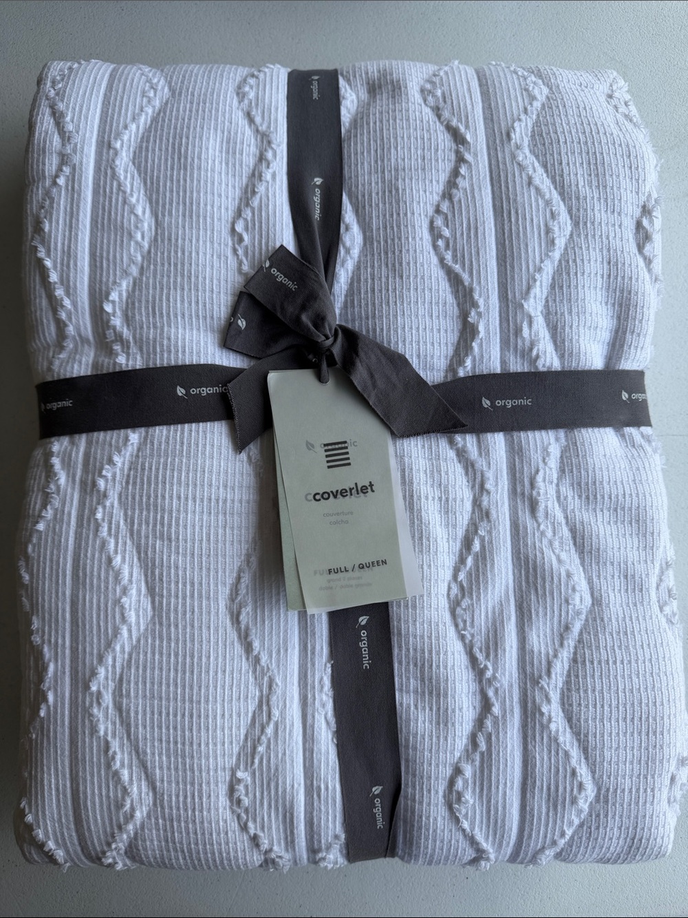 West Elm Textured Diamond Stripe Full/Queen Coverlet NWT
